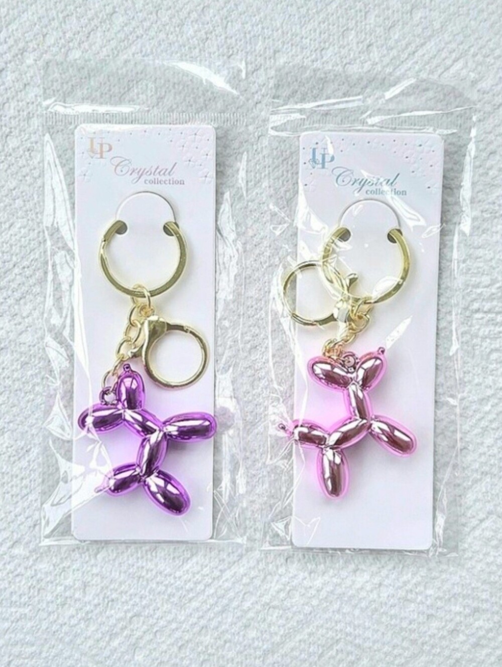 Balloon Dog Metallic Keychain/Bag Charms by UP Crystal Collection - Set Of 2